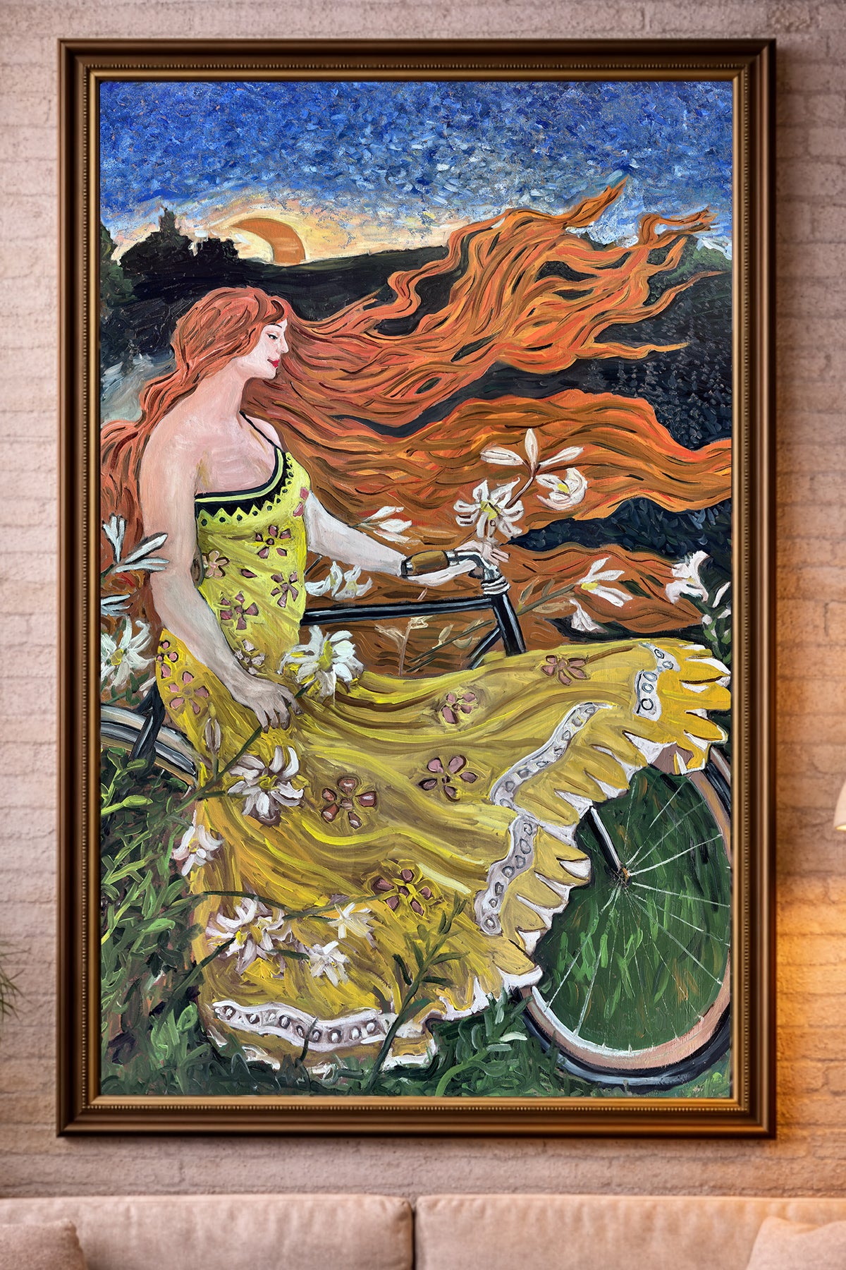 Crescent Moon Overlooking a Field of Flowers