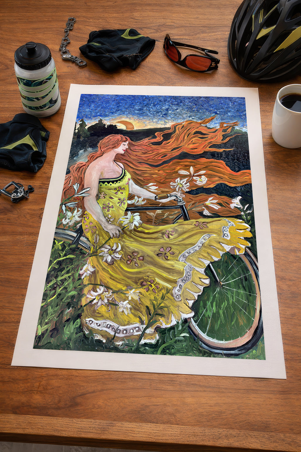 Crescent Moon Overlooking a Field of Flowers