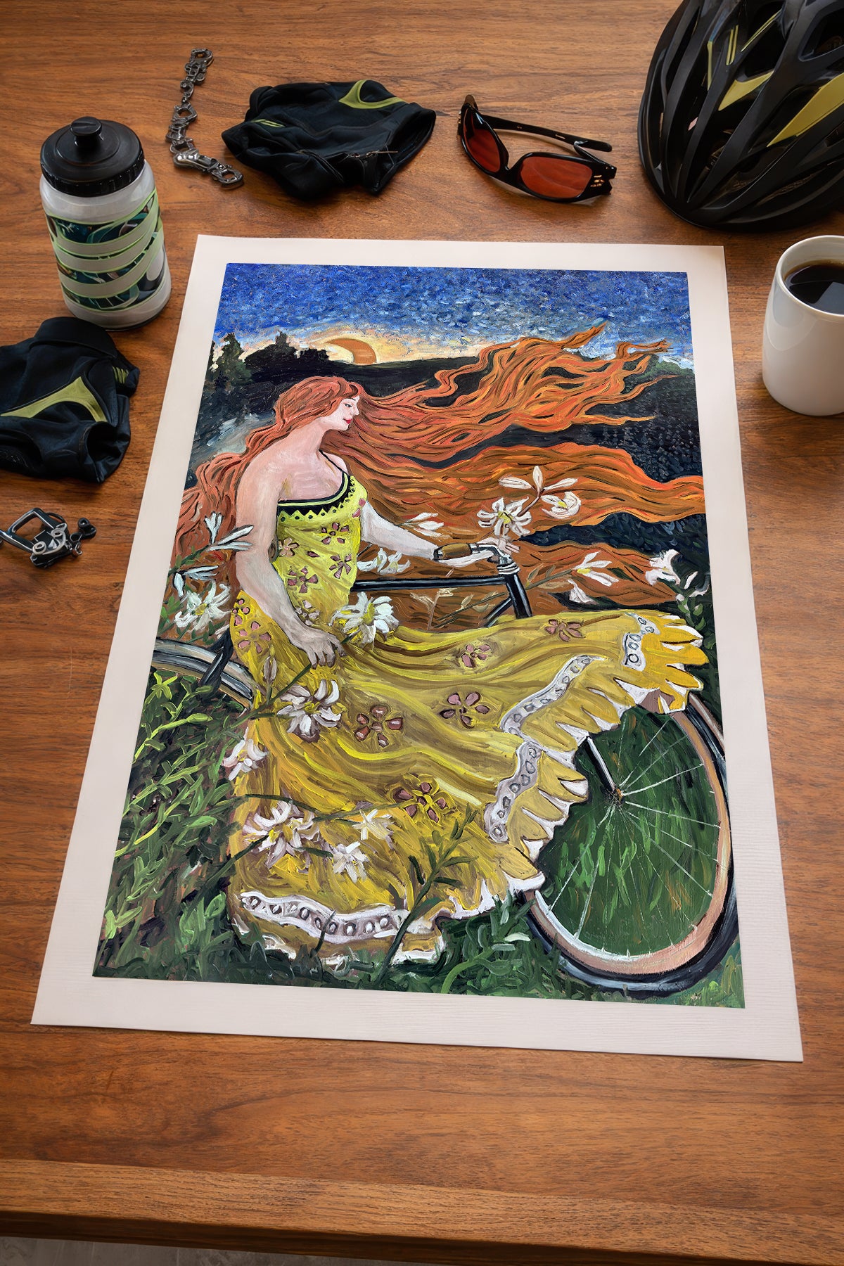 Crescent Moon Overlooking a Field of Flowers